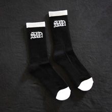 Load image into Gallery viewer, Black SOck with Old English SAD

