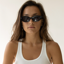 Load image into Gallery viewer, Helena In Sad black Milk Sunglasses and All white
